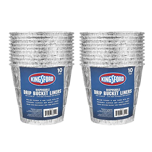 Kingsford Disposable Drip Bucket Liners, Aluminum Grease Bucket Liners for BBQ and Pellet Grills, Fits Most Standard Drip Buckets, 5 in Top Diameter, Easy Grill Cleanup, 10 Count - 2 Pack - Image 1
