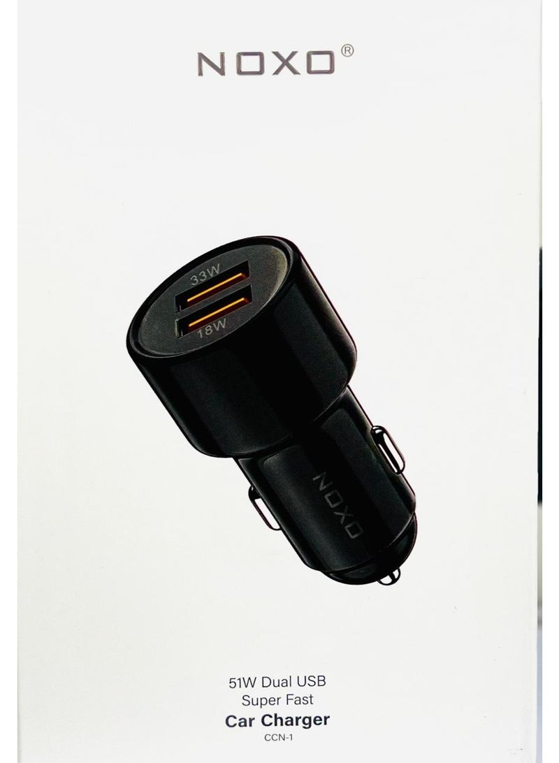 NOXO 51W DUAL USB FAST CAR CHARGER - Image 1