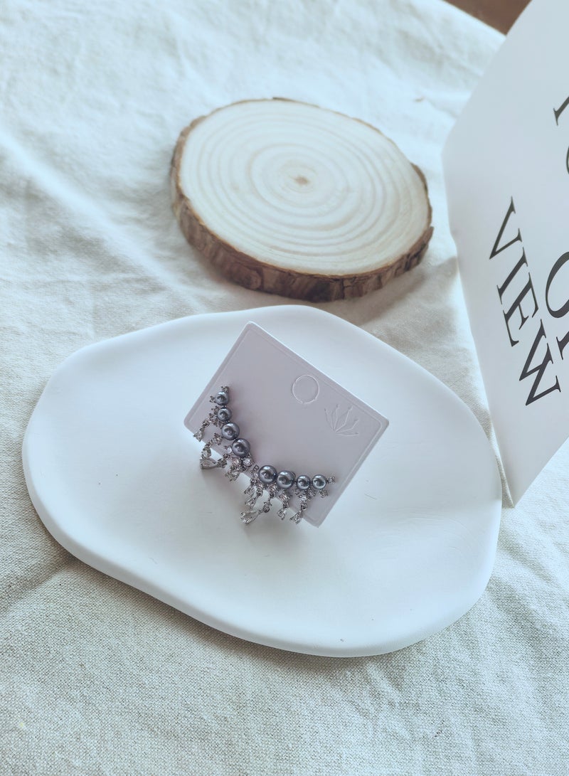 【خفيضات لا تُفوّت وعروض لا تنتهي】أقراط فرنسية ريترو خفيفة فاخرة من اللؤلؤ الرمادي المتخصص للإناث من الزركون شرابة أقراط - Image 1