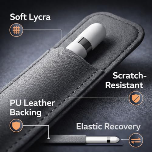 Mizi Pencil Holder Sticker for Apple Pencil Pro, Apple Pencil (USB-C), 1st and 2nd Gen, Elastic Stylus Pocket Pouch Adhesive Pen Sleeve Attached to Case for Apple Pencils and Other Stylus Pens - Gray - Image 3