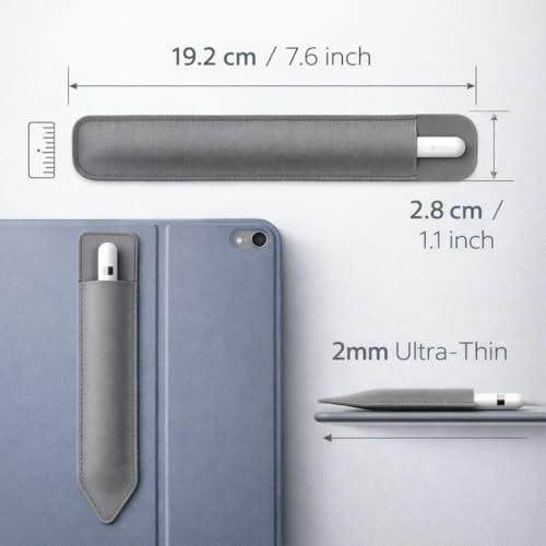 Mizi Pencil Holder Sticker for Apple Pencil Pro, Apple Pencil (USB-C), 1st and 2nd Gen, Elastic Stylus Pocket Pouch Adhesive Pen Sleeve Attached to Case for Apple Pencils and Other Stylus Pens - Gray - Image 4