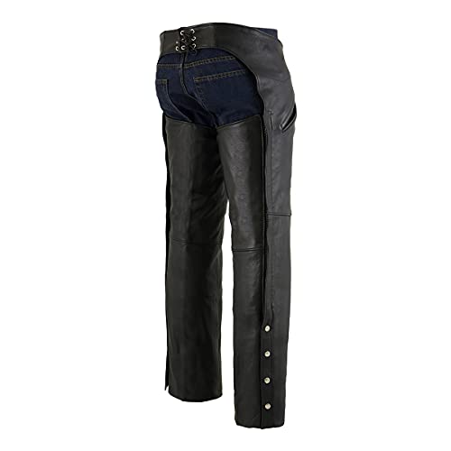 Milwaukee Leather Chaps for Men's Black Premium Leather Motorcycle Chaps w/Snap Out Thermal Liner-Slash Pocket-ML1103 - Medium - Image 2