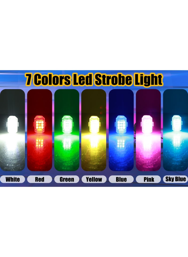 أم ثري مصابيح ستروب صغيرة قابلة للشحن USB – 7 ألوان LED للطوارئ، شديدة السطوع، مقاومة للماء IP68، إضاءة مضادة للتصادم للسيارة والدراجة والطائرة بدون طيار والقارب (قطعتان) - Image 3