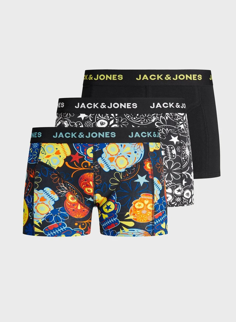 Jack & Jones Junior Kids 3 Pack Assorted Trunks