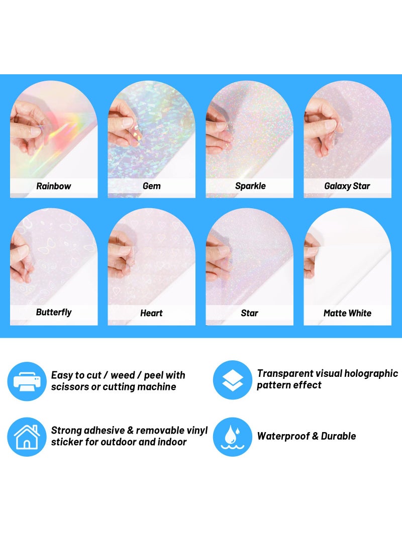 TECKWRAP TECKWRAP Holographic Sticker Paper Clear Overlay Lamination Vinyl Matte White Inkjet Printable Vinyl 8.26" x 11.69" A4 Size 36 Sheets/Pack Laminate Sticker Film for Craft, Scrapbooking, Craft Cutters  - Image 3