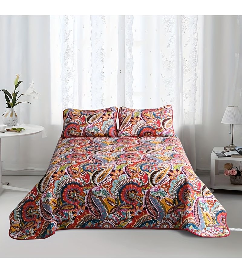 Elegant Boutique Style Summer Quilt 2 3pcs Set Soft Breathable Red Bed Cover 86 61 94 49 Pillowcases No Pillow Inserts Living Room Bedroom Hotel Decor - Image 2