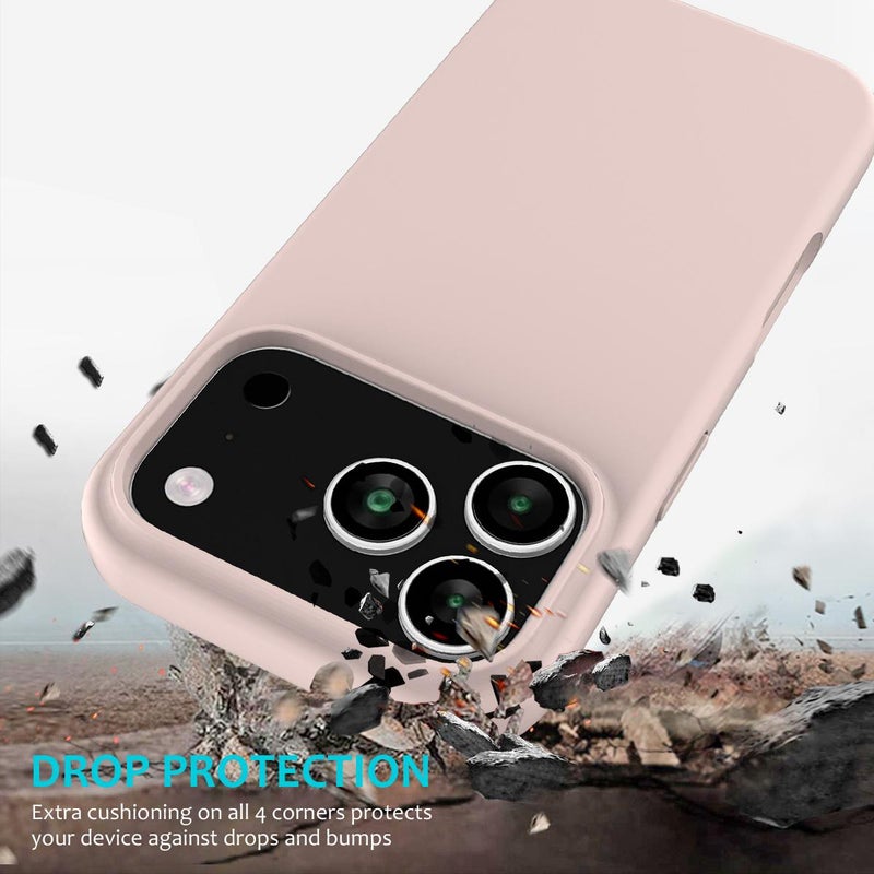 إيروريكس جراب هاتف سيليكون بلون سادة لهاتف iPhone 17 Pro Max (وردي رملي) - Image 3