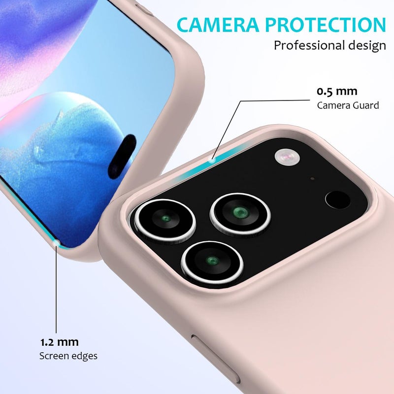 إيروريكس جراب هاتف سيليكون بلون سادة لهاتف iPhone 17 Pro Max (وردي رملي) - Image 2