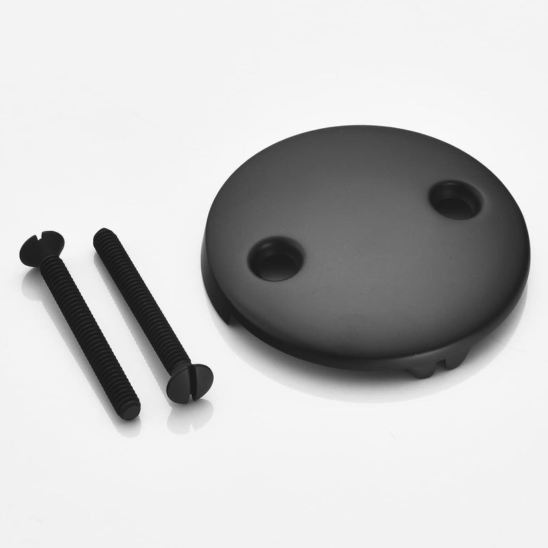 LOWCUS 2 Hole Bathtub Overflow Plate, 3-3/16 Inches Diameter, Matte Black - Image 3