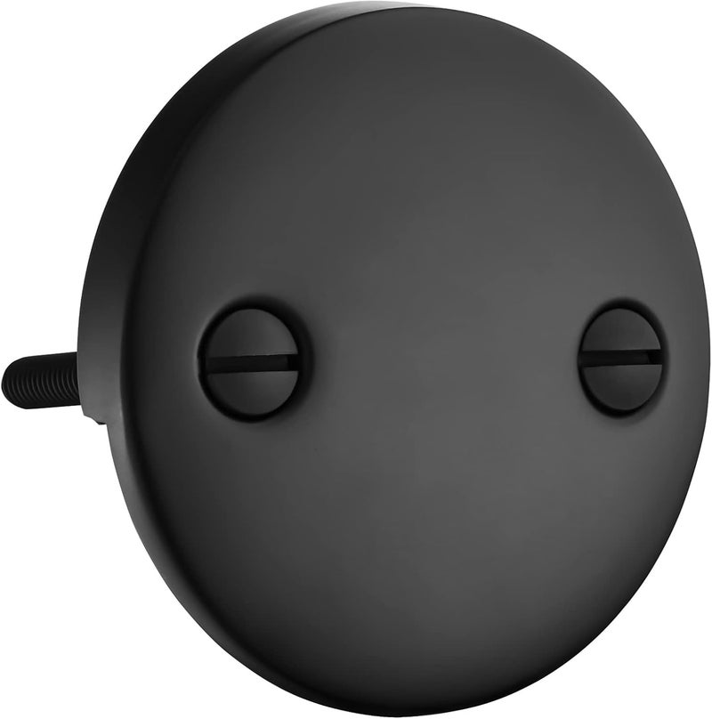 LOWCUS 2 Hole Bathtub Overflow Plate, 3-3/16 Inches Diameter, Matte Black - Image 1