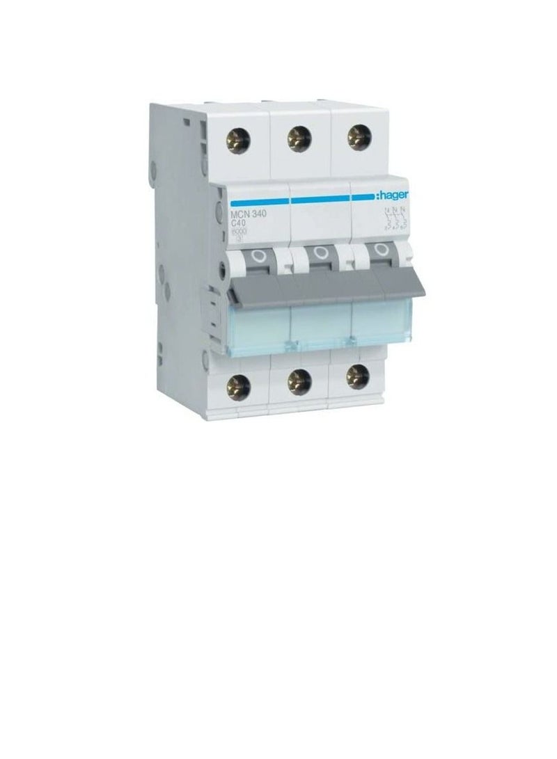 HAGER Miniature circuit breaker Three Pole 40A 6KA TP MCB TYPE C MCN340 - Image 3