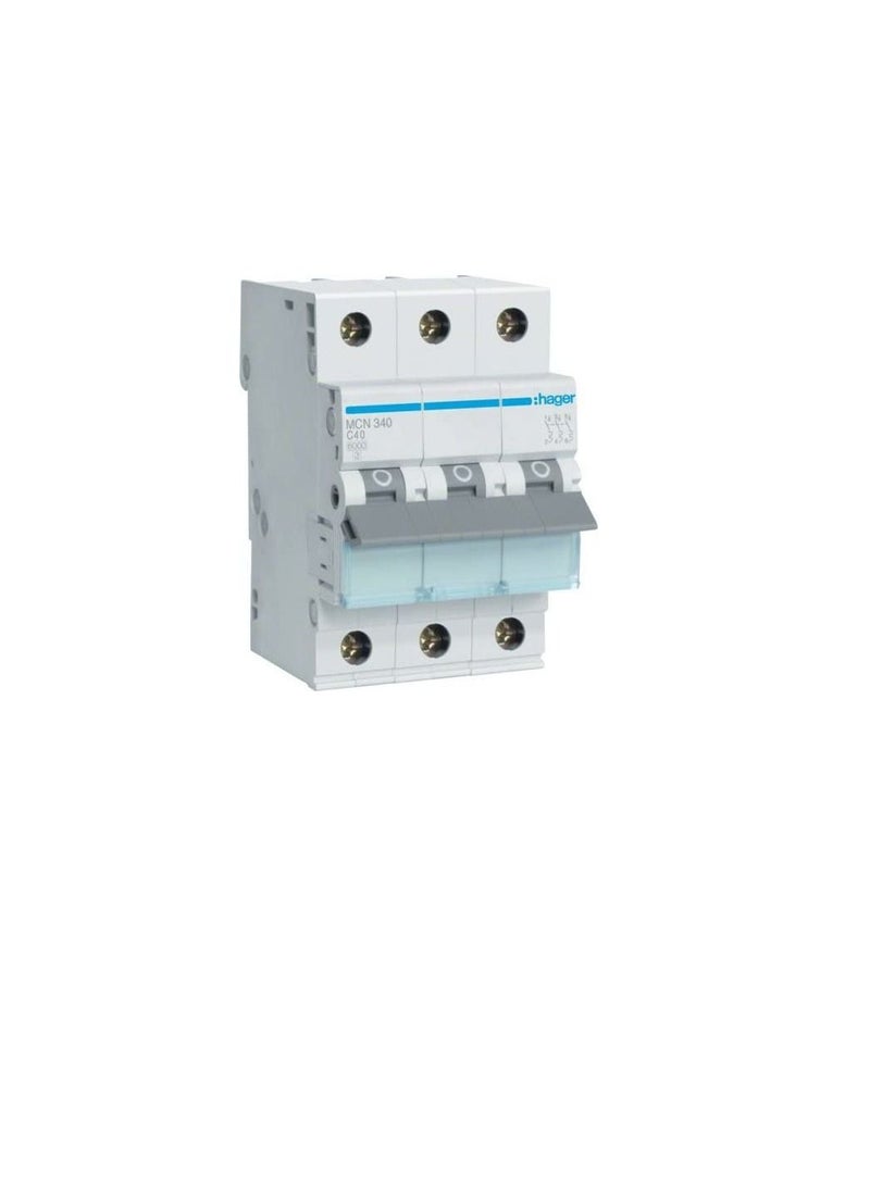 HAGER Miniature circuit breaker Three Pole 40A 6KA TP MCB TYPE C MCN340 - Image 2