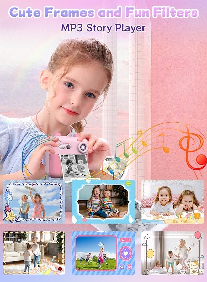 Kids Instant Print Camera & Video Recorder 720P HD Selfie  DIY Mini Camera with No-Ink Prints Long-Lasting Battery  Gift for Children 3-12 - Image 2