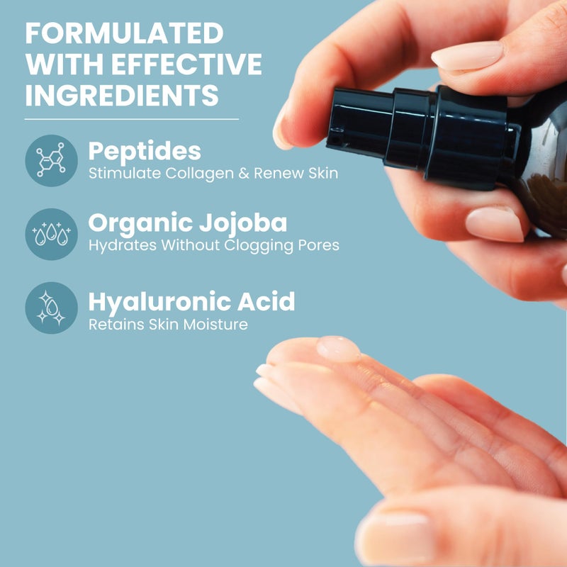 Eva Naturals سيروم ببتيد الكولاجين - سيروم مضاد للشيخوخة للكولاجين للوجه، تفتيح البشرة، يقلل من الخطوط الدقيقة والتجاعيد، يشفي ويصلح البشرة، سيروم ميكرونيدلنج مع حمض الهيالورونيك (2 أونصة) - Image 3