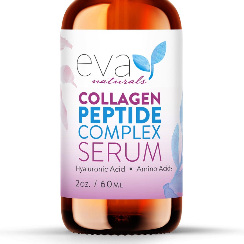 Eva Naturals سيروم ببتيد الكولاجين - سيروم مضاد للشيخوخة للكولاجين للوجه، تفتيح البشرة، يقلل من الخطوط الدقيقة والتجاعيد، يشفي ويصلح البشرة، سيروم ميكرونيدلنج مع حمض الهيالورونيك (2 أونصة) - Image 1