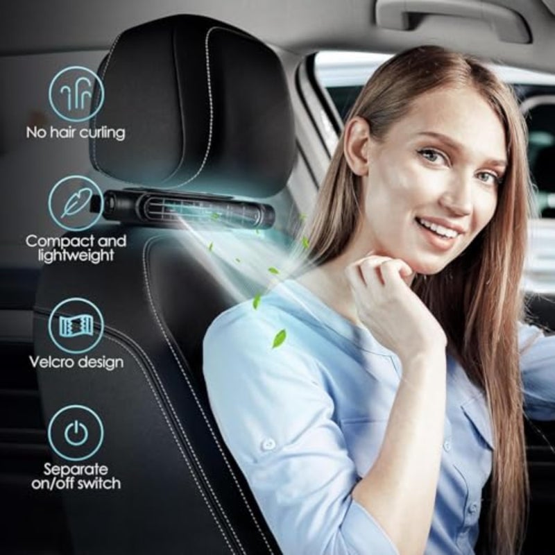 مروحة تبريد مقعد السيارة للأطفال، مروحة مسند رأس تعمل بمنفذ USB للمقاعد الأمامية/الخلفية، جهاز دوران هواء محمول 3 سرعات لجميع المركبات، بلاستيك ABS، أسود، تشغيل هادئ للغاية - Image 4