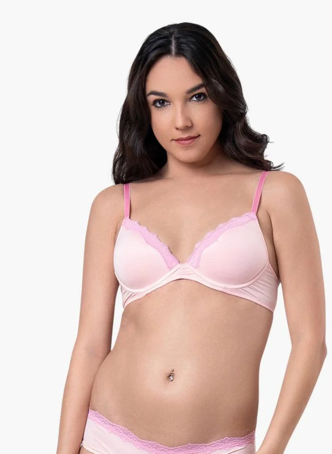 Aadaraya Aadaraya Lace Detail Demi Bra with Hook and Eye Closure