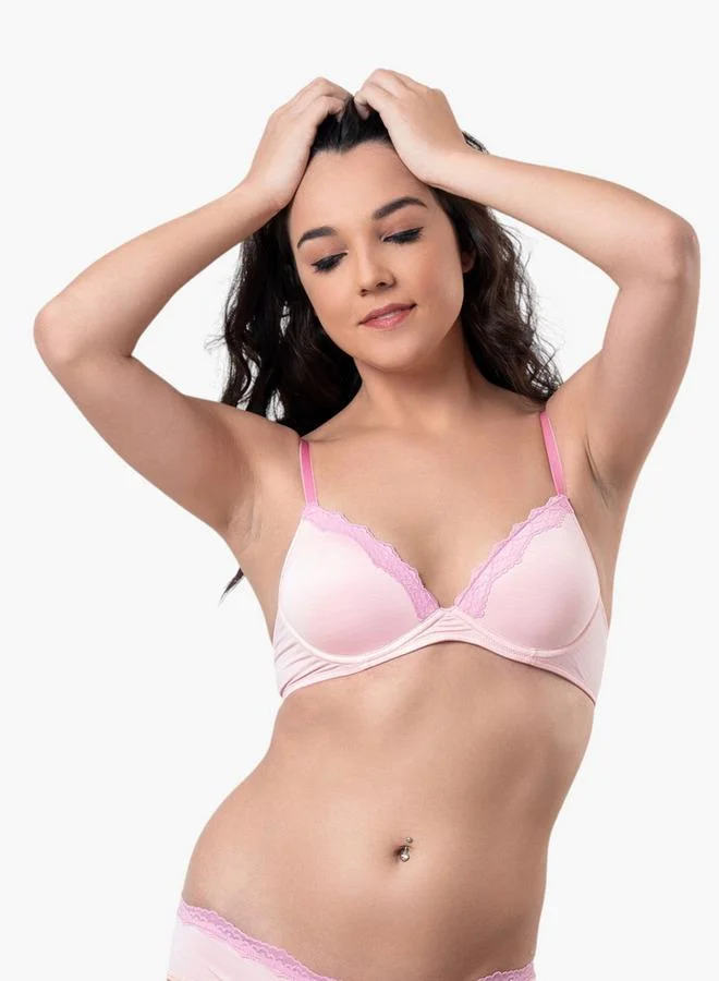 Aadaraya Aadaraya Lace Detail Demi Bra with Hook and Eye Closure