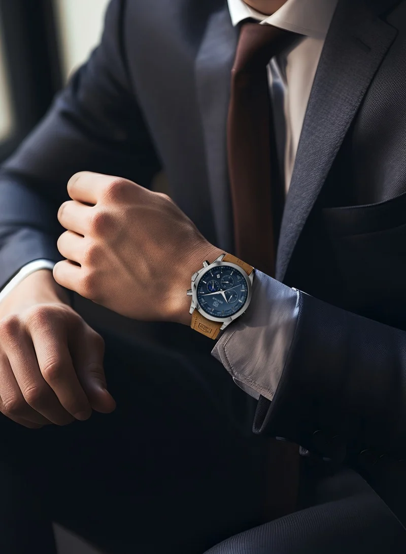 بينيار بواسطة بينيار الرجال ساعة كرونوغراف 30 متر للماء مضيئة كلاسيكية ساعات الأزياء رقم كبير تاريخ التناظرية ساعة الكوارتز هدية أنيقة للرجال