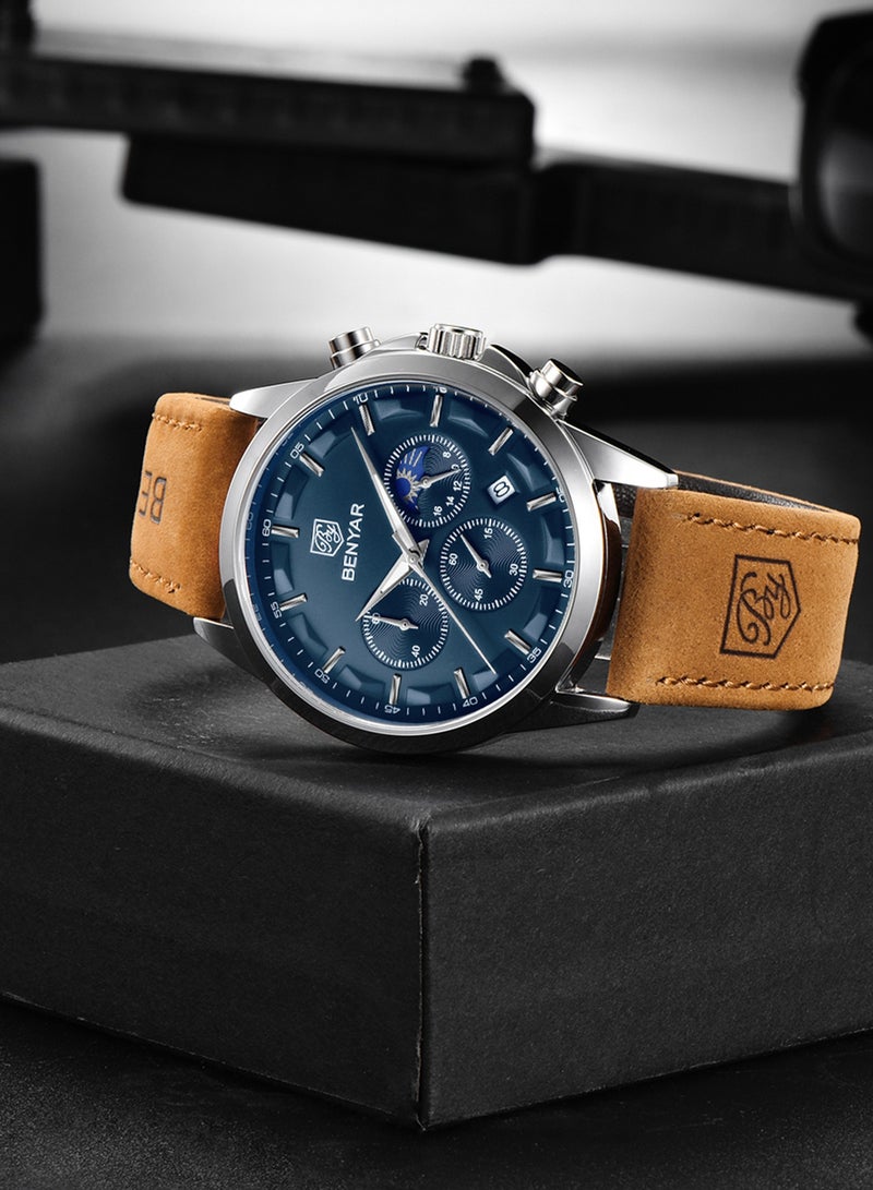 BENYAR BY BENYAR Men's Chronograph Watch 30 m Waterproof Luminous Classic Fashion Watches Large Dial Date Analogue Quartz Watch Elegant Gift for Men - Image 4