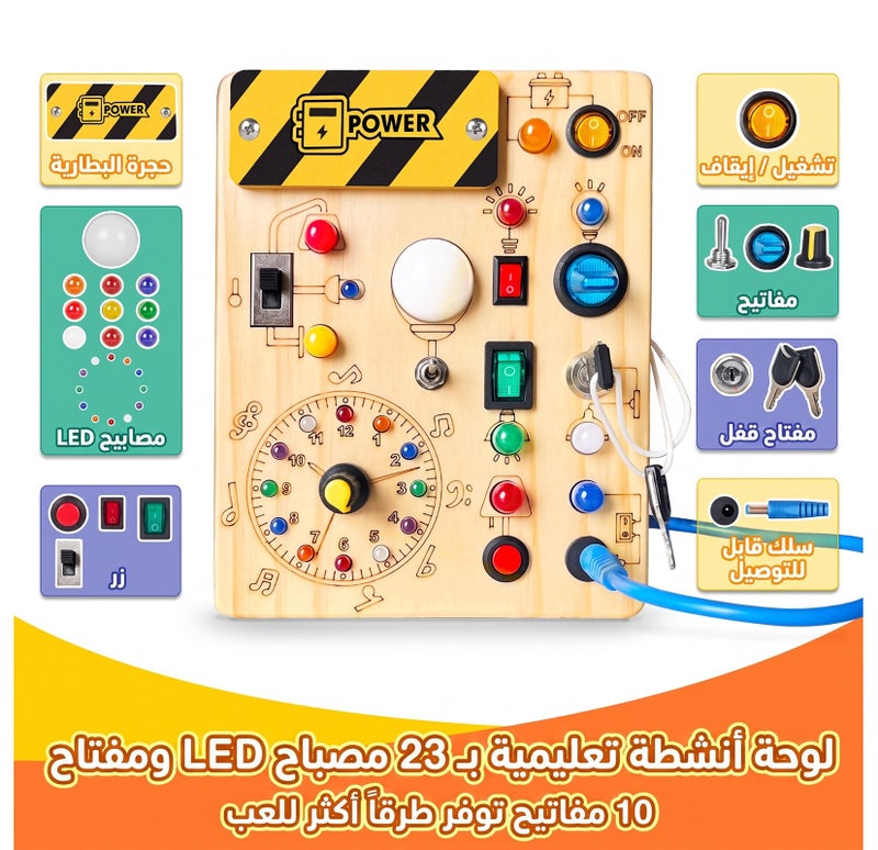Hoarosall Busy Board,Montessori Toys for 1-3 Years Old, Wooden Toddler Toys, Baby Sensory Travel Toys, Ideal Gift for 1+ Year Old Boys & Girls - Image 4