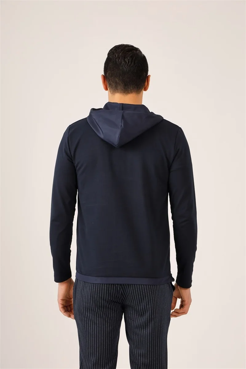 دوفي Navy Blue Men's Slim Fit Hooded Sweatshirt