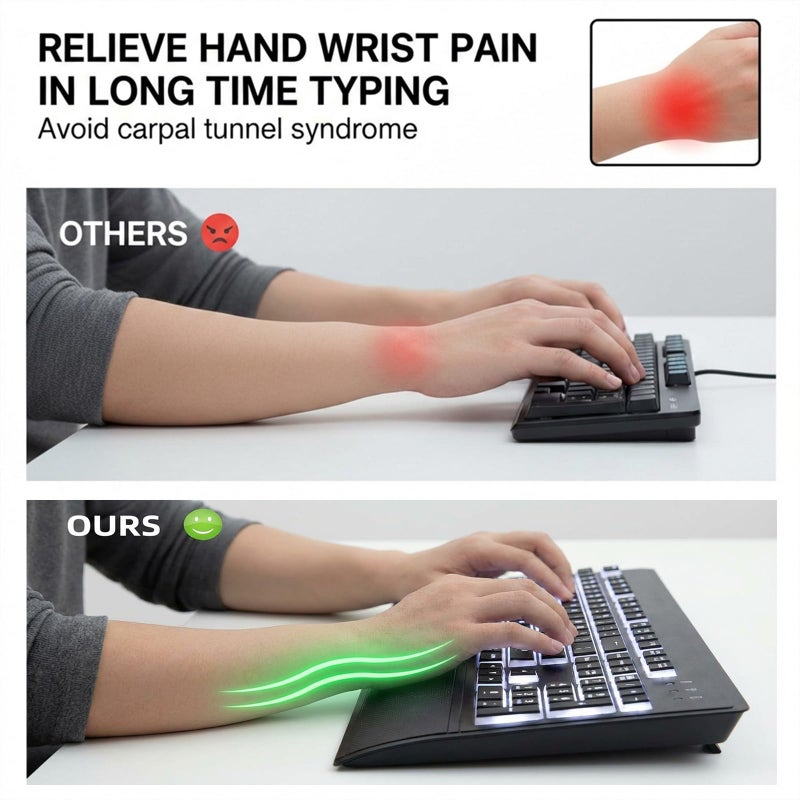 MIKUSO Large Print Keyboard for Seniors,Visually Impaired-High Contrast Black Keys,White Backlit with Cover,Wired USB 104 Full Size-Easy to Read Big Letters for Macular Degeneration Low Vision (No Glare) - Image 3