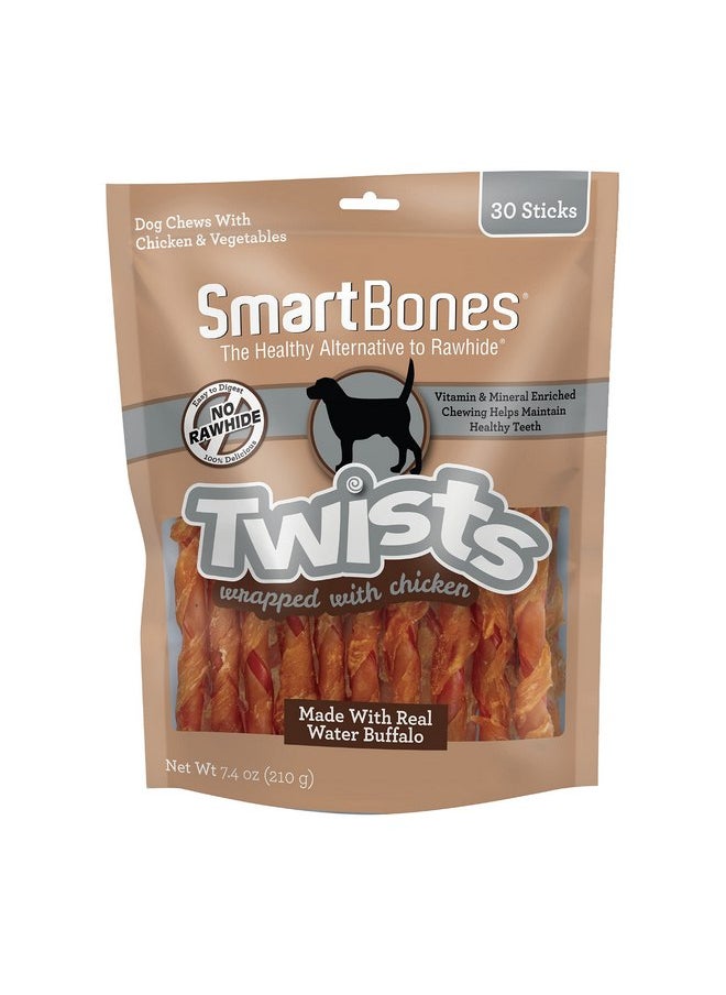SmartBones - Smartbones Twists Wrapped with Chicken Made with Real Water Buffalo, 30 Count, Rawhide-Free Chews for Dogs, 7.40 Ounce (Pack of 1) - Image 1