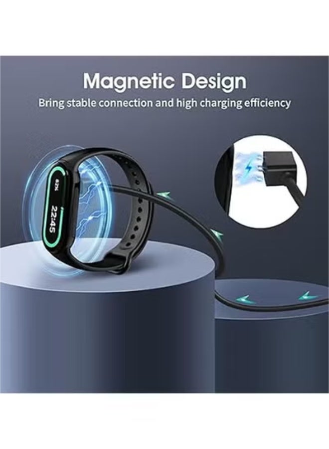 دهوك شاحن ساعة ذكية مغناطيسي متوافق مع XiaoMi Band 10 9 8 Pro Active Mi Watch 4 3 Active كابل شحن USB 3.3 قدم بديل للاستخدام اليومي وللمنزل أسود - Image 2