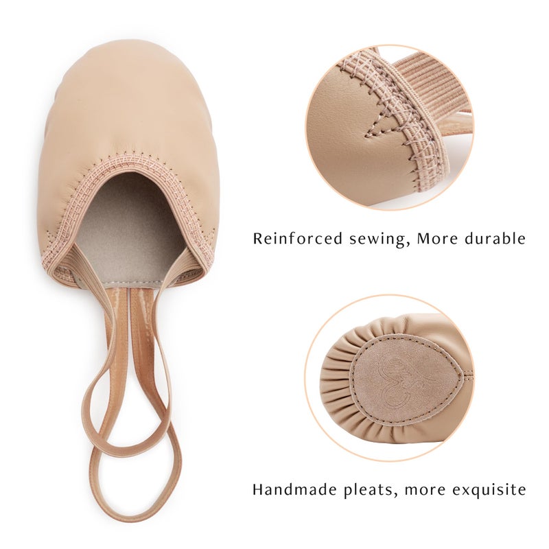 Stelle Leather Half Soles Dance Shoes Womens Lyrical Pirouette Turners Dance Shoes for Turning (Girls/Boys/Men/Adult) (Sand, 6/7) - Image 4