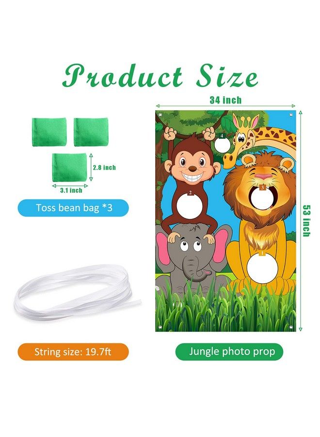 Tatuo لافتة ألعاب رمي الحيوانات في السفاري مع أكياس الفاصوليا وخلفية حيوانات الغابة البرية وخلفية صور حيوانات حديقة الحيوان ولعبة رمي الحيوانات المضحكة للأطفال ومستلزمات حفلات أعياد الميلاد - Image 3