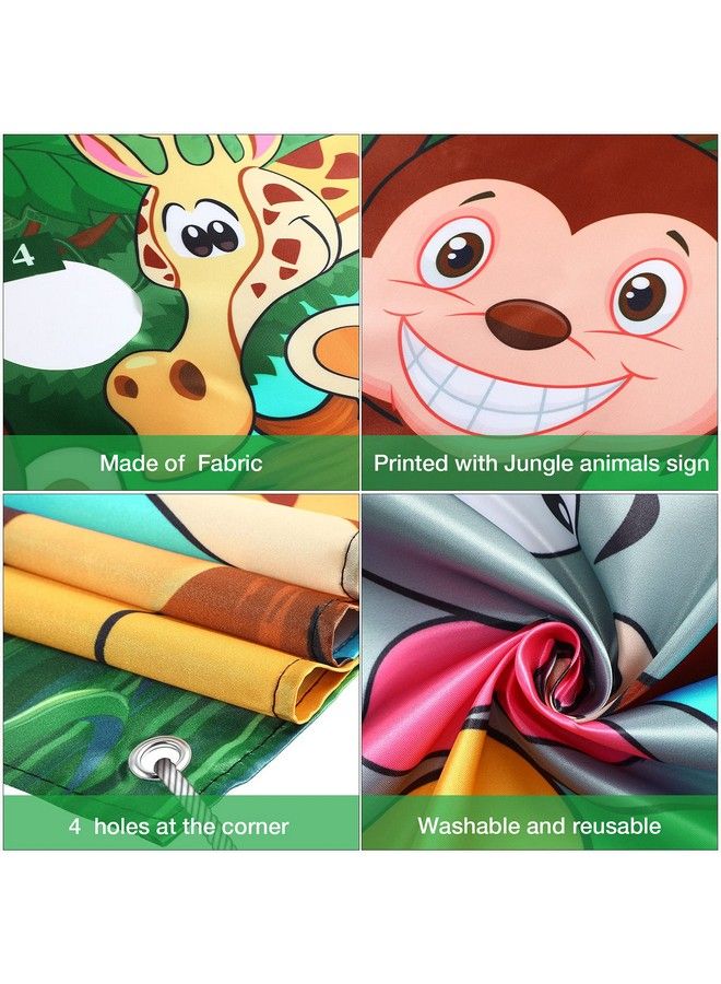 Tatuo لافتة ألعاب رمي الحيوانات في السفاري مع أكياس الفاصوليا وخلفية حيوانات الغابة البرية وخلفية صور حيوانات حديقة الحيوان ولعبة رمي الحيوانات المضحكة للأطفال ومستلزمات حفلات أعياد الميلاد - Image 4