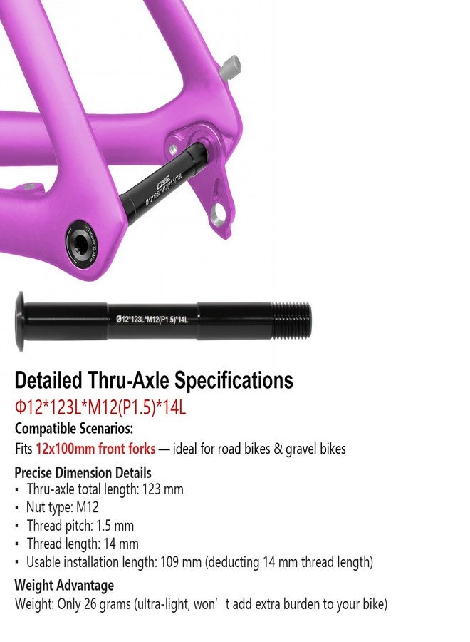 CNC 12mm Thru Axle for Bike Fork and Rear Hub,Mountain/Road Bicycle Hub Thru Axle 123mm 142mm 162mm 168mm 171mm 175mm 177mm 181mm,Thread Pitch:1.5 mm;Front Rear Wheel Thru Axle Adapter.123mm - Image 3