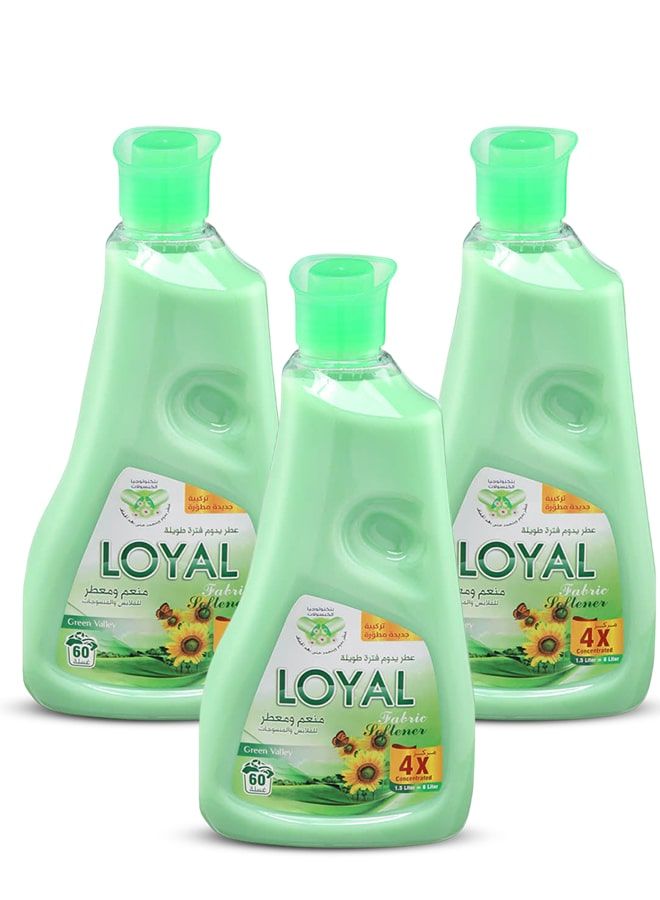 loyal Fabric Softener Freshener Concentrated Green Valley 3x1500ml