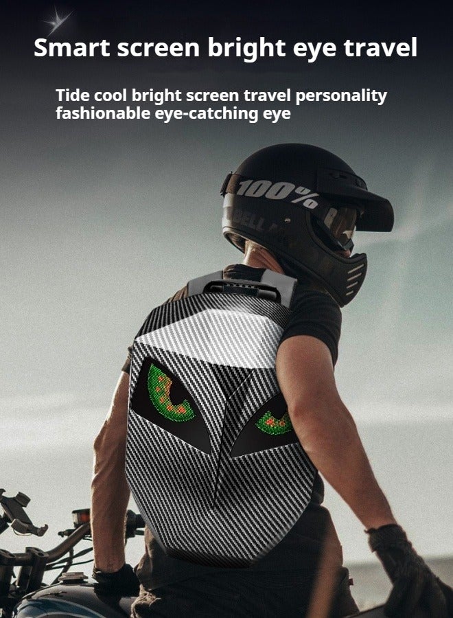M MIAOYAN LED backpack street trend rider motorcycle helmet backpack cool travel backpack screen glowing eyes bright screen knight backpack  - Image 1