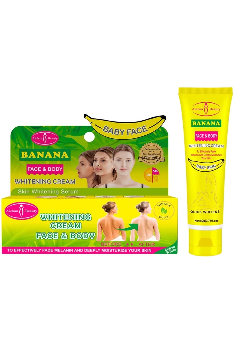 Aichun beauty Banana Face & Body Whitening Cream 80G Deep Moisturizing Fade Melanin Skin Whitening  Cream for Face Neck Body Arm And Legs - Image 1