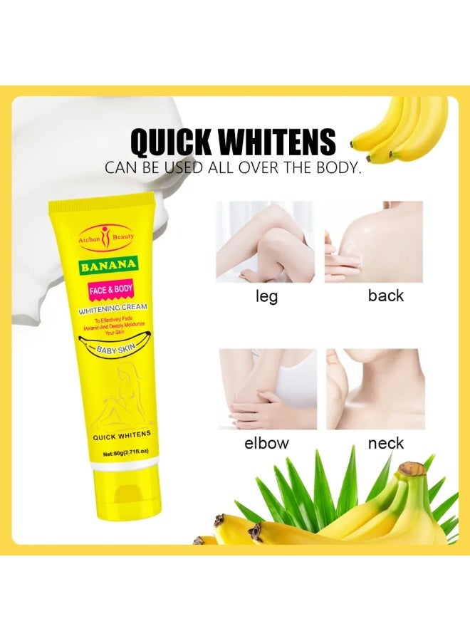 Aichun beauty Banana Face & Body Whitening Cream 80G Deep Moisturizing Fade Melanin Skin Whitening  Cream for Face Neck Body Arm And Legs - Image 2