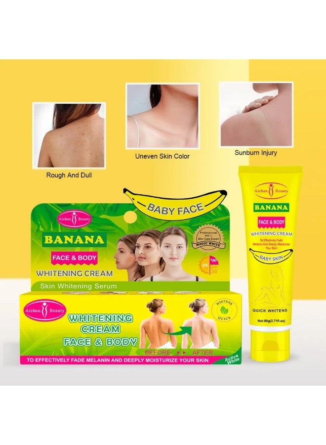 Aichun beauty Banana Face & Body Whitening Cream 80G Deep Moisturizing Fade Melanin Skin Whitening  Cream for Face Neck Body Arm And Legs - Image 4