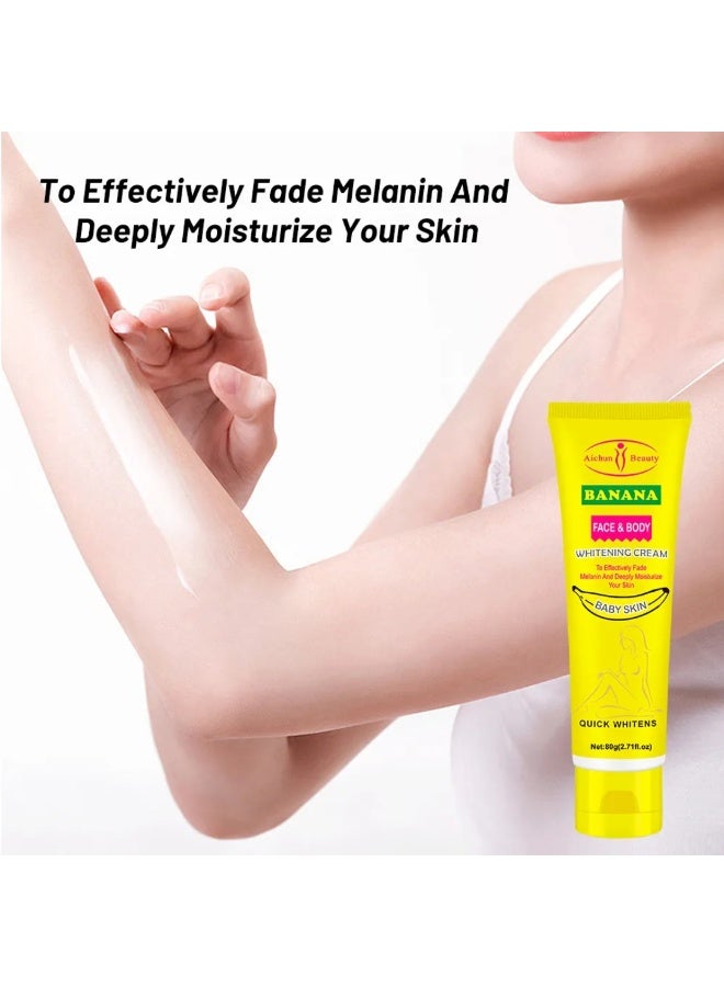 Aichun beauty Banana Face & Body Whitening Cream 80G Deep Moisturizing Fade Melanin Skin Whitening  Cream for Face Neck Body Arm And Legs - Image 3