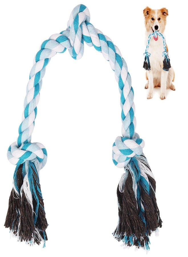 SZEE Dog Rope Toys, 24 in 3 Knots Chew Rope for Medium and Large Dogs, Natural Cotton Pet Pull Toy for Tug of War and Teeth Cleaning (Blue) - Image 1
