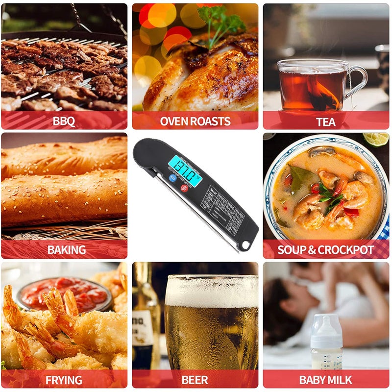 Thermometer Digital Instant Read Meat Thermometer Food Cooking Temperature Tester with Rotatable Probe Backlight for Grill BBQ Milk Kitchen Use - Image 5