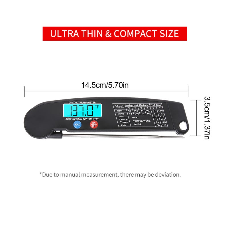 Thermometer Digital Instant Read Meat Thermometer Food Cooking Temperature Tester with Rotatable Probe Backlight for Grill BBQ Milk Kitchen Use - Image 3