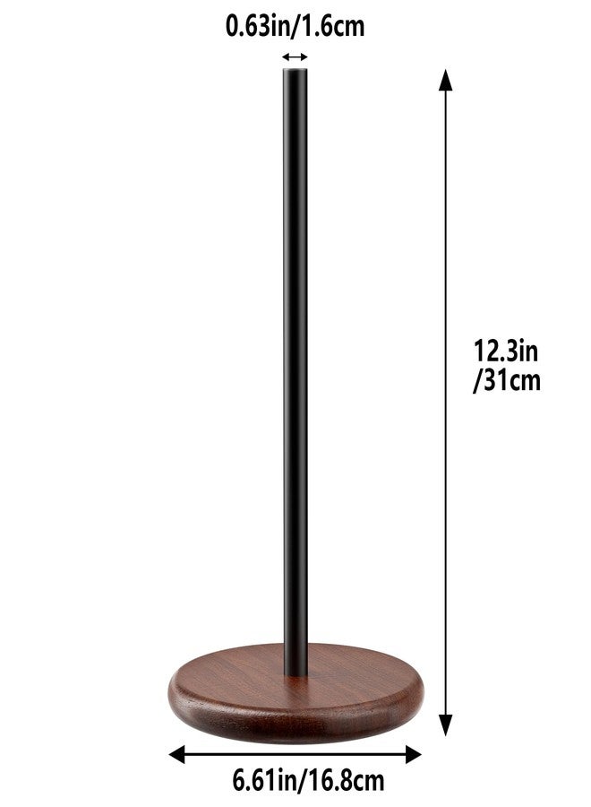 Jasopaco Modern Paper Towel Holder with Wooden Base, Countertop Stand, Brown Wood Base with Black Stainless Steel Post, Kitchen Roll Dispenser - Image 5