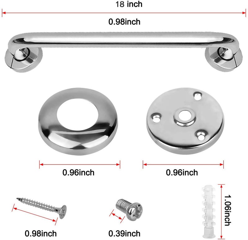 Gotega Shower Grab Bar Stainless Steel Bathroom Grab Bar Shower Bath Handle Grab Bars for Bathtub Showers 18 Inch 2 Pack - Image 3