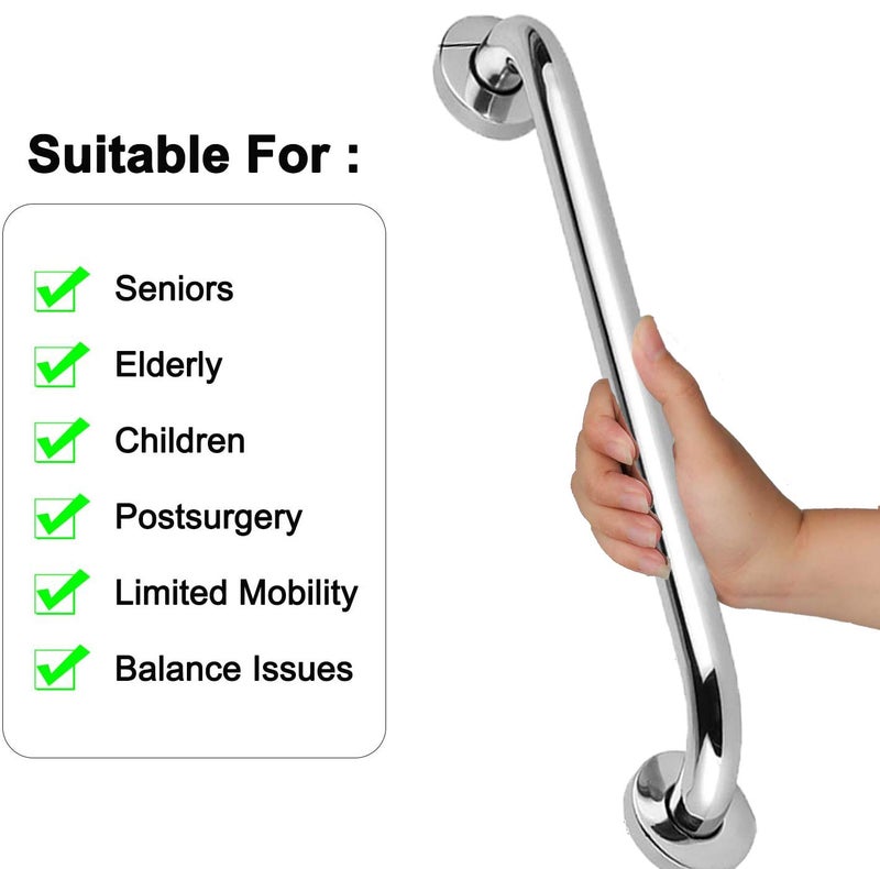 Gotega Shower Grab Bar Stainless Steel Bathroom Grab Bar Shower Bath Handle Grab Bars for Bathtub Showers 18 Inch 2 Pack - Image 5