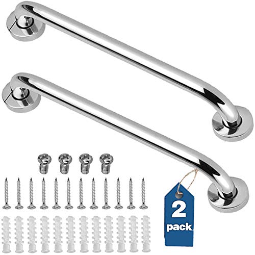 Gotega Shower Grab Bar Stainless Steel Bathroom Grab Bar Shower Bath Handle Grab Bars for Bathtub Showers 18 Inch 2 Pack - Image 1