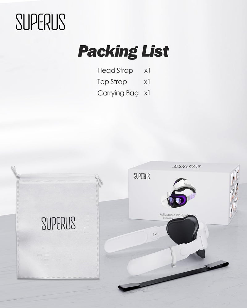 SUPERUS Head Strap for Meta Quest 2 VR - Elite Strap Replacement with Adjustable Hinge - Enhanced Comfort, Reduces Head Pressure - VR Accessories for Quest 2 - Image 2