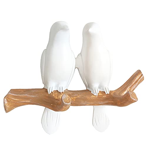 HaakLux Bird Hat Hook,Wall Hanger Decor Hooks,Mounted Resin Cast Ceramic,Tree Branch with Unique Hanging White Dove for Coat Towel Key Clothes in Bathroom Kitchen Bedroom Living Room(2 Birds) - Image 1