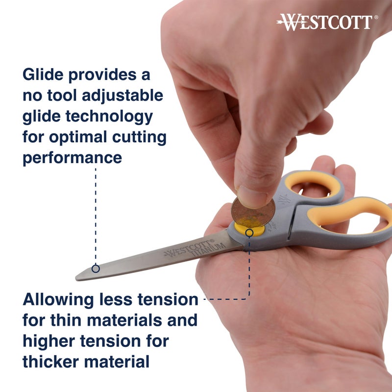 Westcott 8â€ Titanium Bonded Scissors with Adjustable Glide and Soft Handle, 2-Pack- Durable Multipurpose Scissors for Office, Home, and School Use, Sharp Precision Blades for Everyday Cutting - Image 3