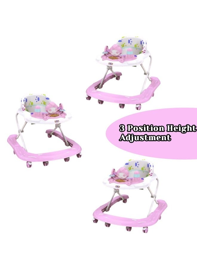 GGEROU Baby Walker,Baby Walker Foldable with Music,Foldable Height Adjustable Baby Walker with Wheels, Infant Toddler Walker, Anti-Fall Baby Walkers and Activity Center Bouncer Combo for Boys and Girls - Image 4